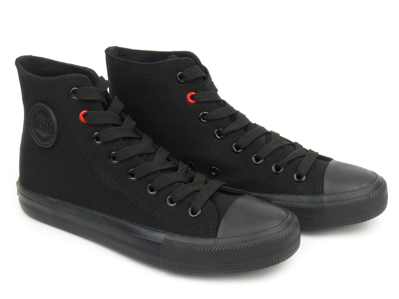 Wysokie trampki damskie, sznurowane - Big Star TT274033, czarne