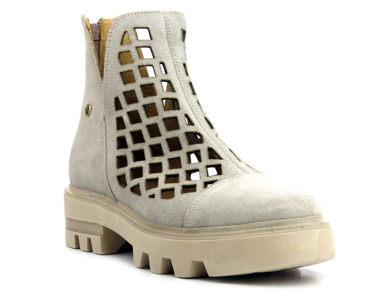 Lekkie botki damskie, workery wiosenne - MACIEJKA 05481, beżowe