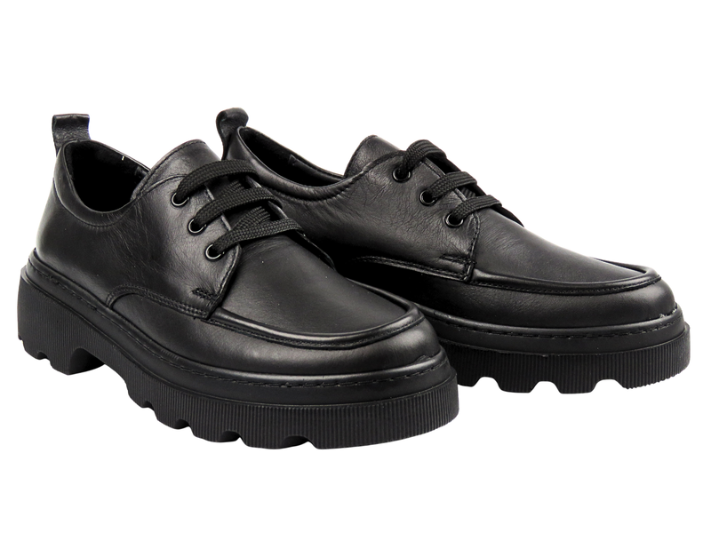 Skórzane półbuty damskie Nika Komfort H-7465, czarne