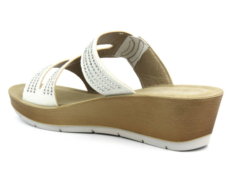 Klapki damskie na koturnie - INBLU RN-18, biały