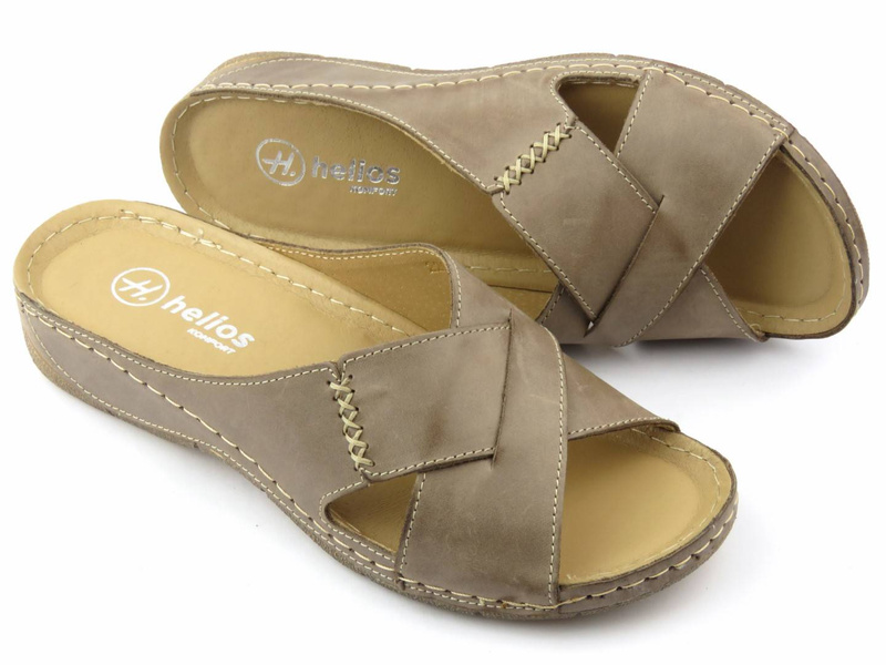 Wygodne klapki damskie polskiej marki HELIOS Komfort 229, beżowe