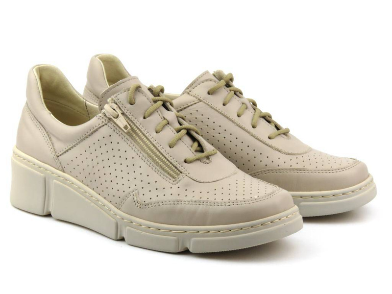 Wygodne, lekkie sneakersy damskie - Wasak  0677, beżowe