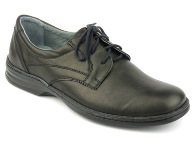 Skórzane półbuty męskie polskiej marki Helios 872, czarne