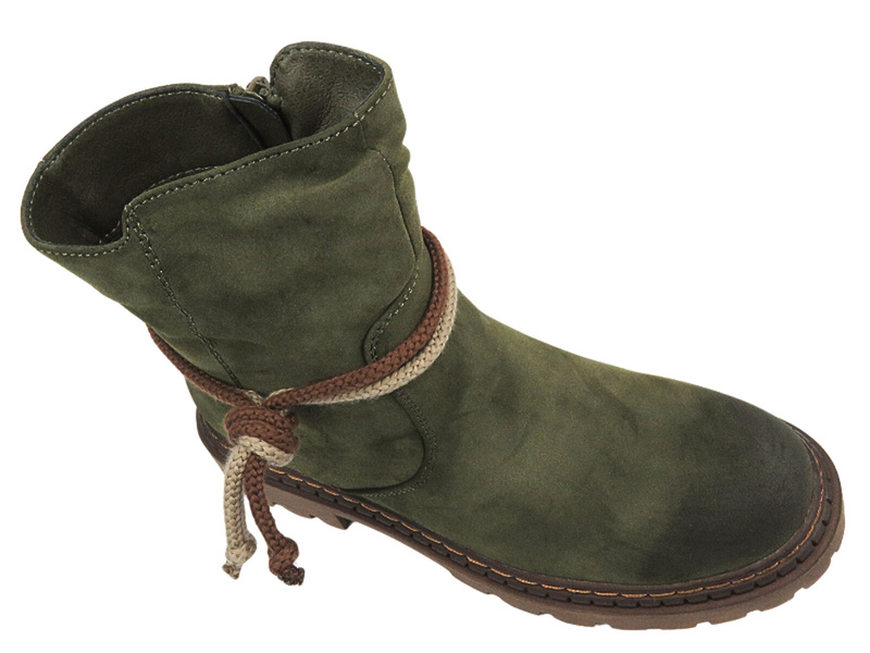 Botki Damskie, Workery - Potocki 24-54305 Zielone Na Zamek