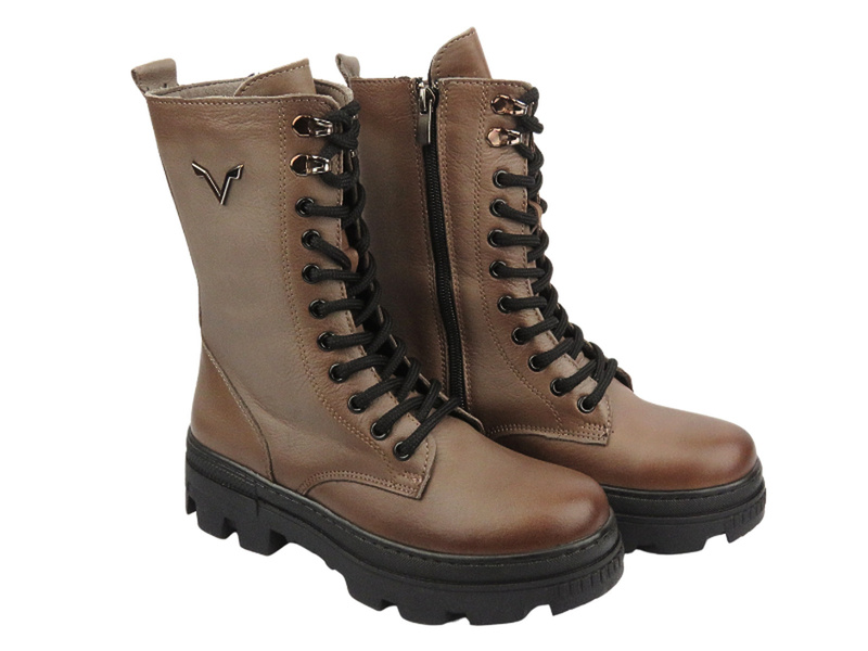 Trapery damskie wysokie - VACARRO 493, beżowe