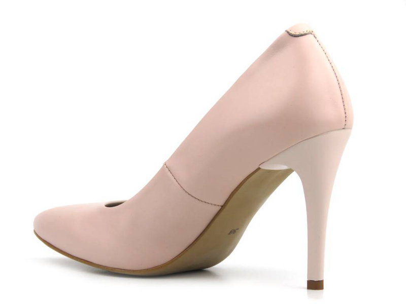 Eleganckie, skórzane czółenka na szpilce - KATI 1898, róź