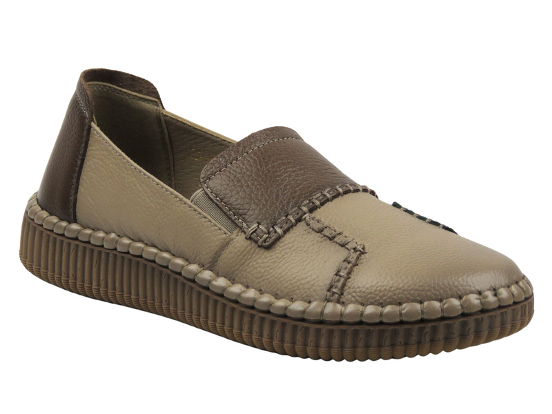 Wsuwane półbuty damskie beżowe Cambell 25-15300