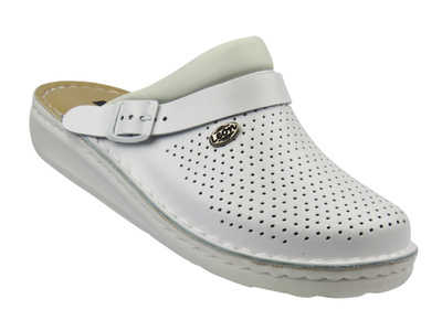 Skórzane Klapki Męskie Leon 300M białe