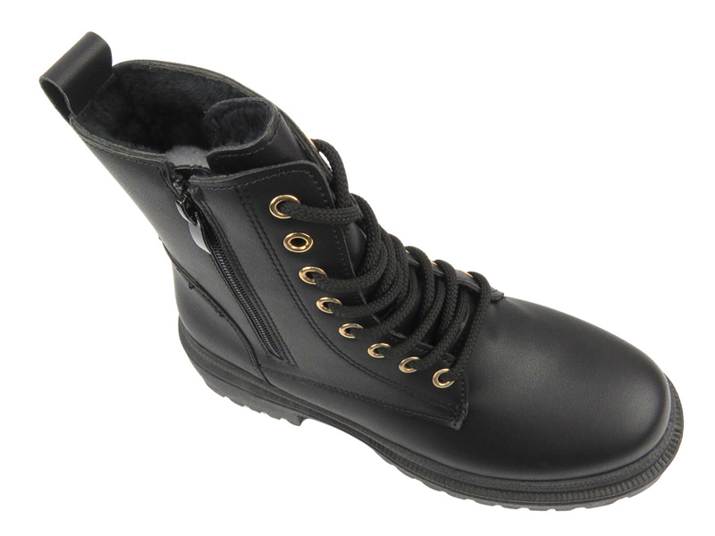 Ocieplane trapery, botki damskie - NEWS 22BT26-5020, czarne