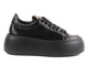 Skórzane buty damskie na platformie - Carinii B9405, czarne