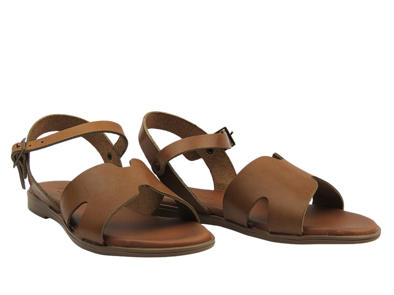 Skórzane sandały damskie brązowe Cambell 25-64302