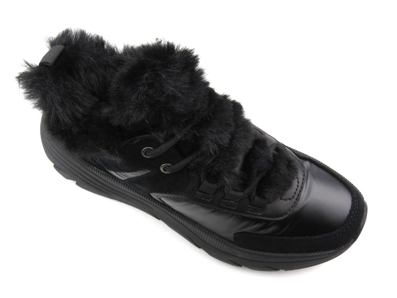 Półbuty, sneakersy damskie z futerkiem - GEOX Respira D26UFB, czarne
