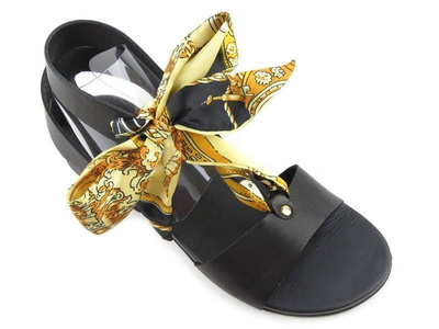 Sandały damskie z ozdobnym wiązaniem - GIS VM, czarne