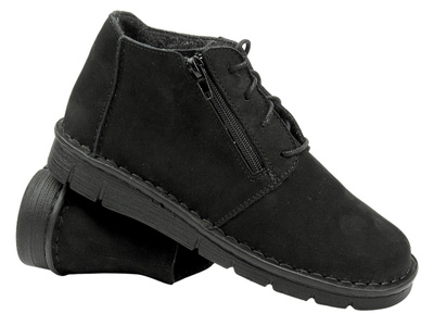 Wygodne botki damskie z miękkiej skóry - Nika Komfort 1388, czarne