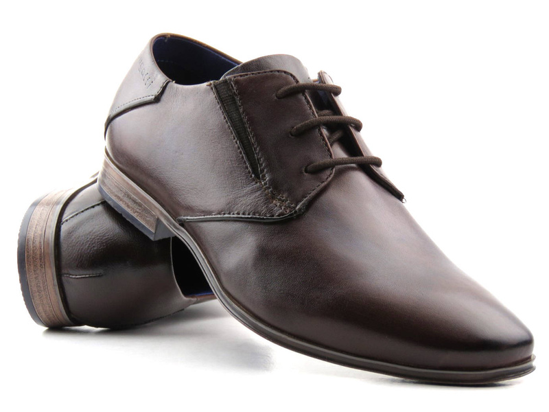 Eleganckie półbuty męskie ze skóry naturalnej - BUGATTI 312-A311E-4100, brązowe