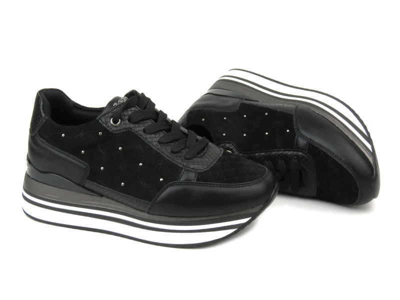 Sneakersy damskie na platformie - INBLU IN-1316, czarne