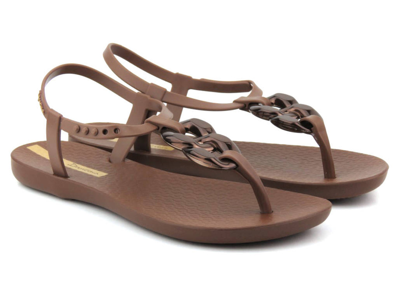 Sandały damskie z elastycznej gumy - Ipanema 83330, brązowe
