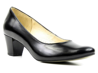 Klasyczne czółenka ze skóry naturalnej - AGXBUT 430, czarne