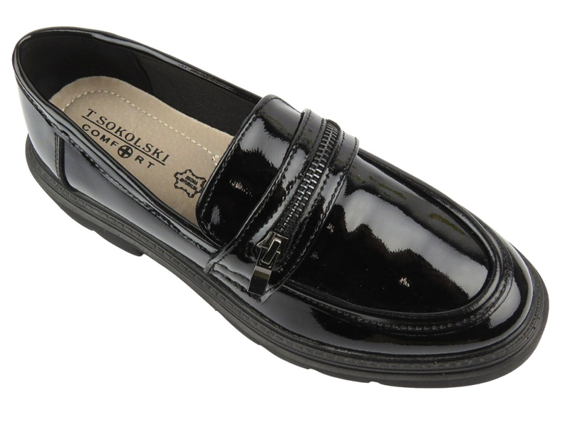 Skórzane półbuty damskie czarne lakierowane Sokolski CF J24-360