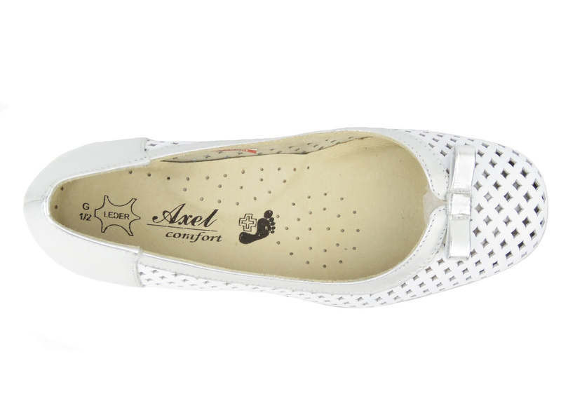 Ażurowe półbuty damskie na koturnie - AXEL 1847, srebrne