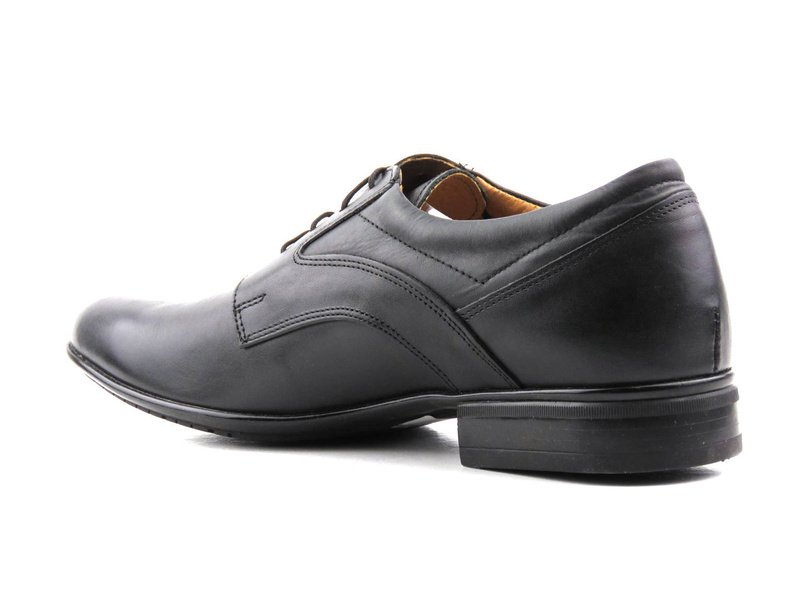 Skórzane półbuty męskie eleganckie MOSKAŁA A119, czarne