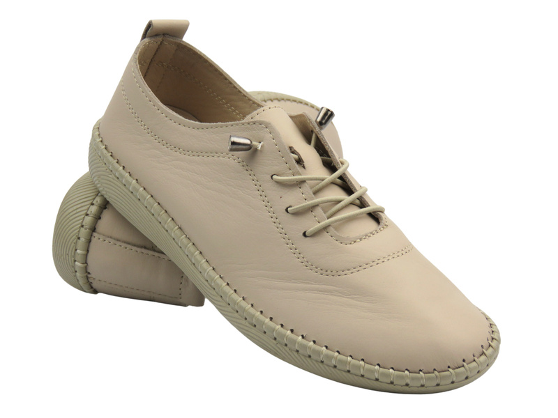 Skórzane półbuty damskie w sportowym stylu jasnoszare Nika Komfort H2023