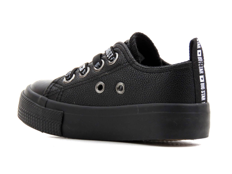 Wsuwane trampki dziecięce ze skóry ekologicznej - BIG STAR KK374061, czarne