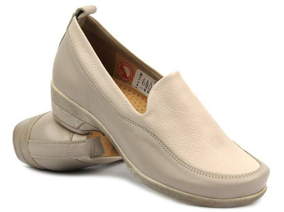 Skórzane półbuty damskie - GALANT 1026, beżowe