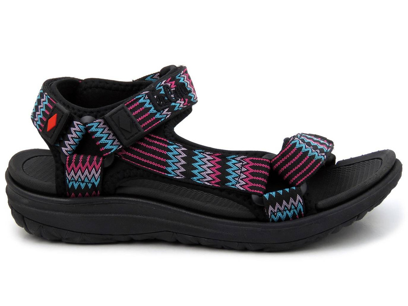 Sportowe sandały damskie na rzepy - Lee Cooper 22-34-0948, czarne z wzorkami