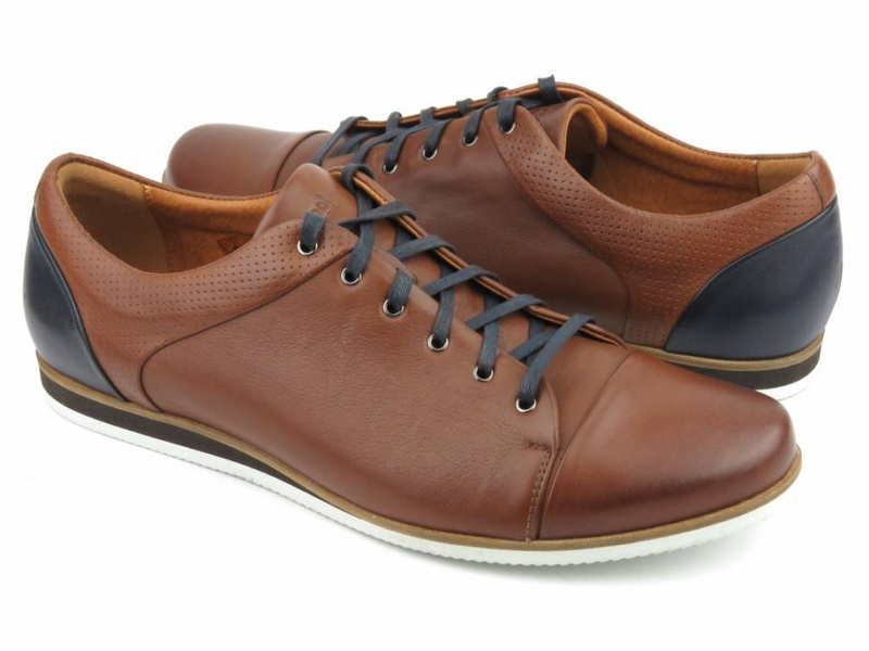 Skórzane półbuty męskie codzienne Conhpol 2166S, brązowe