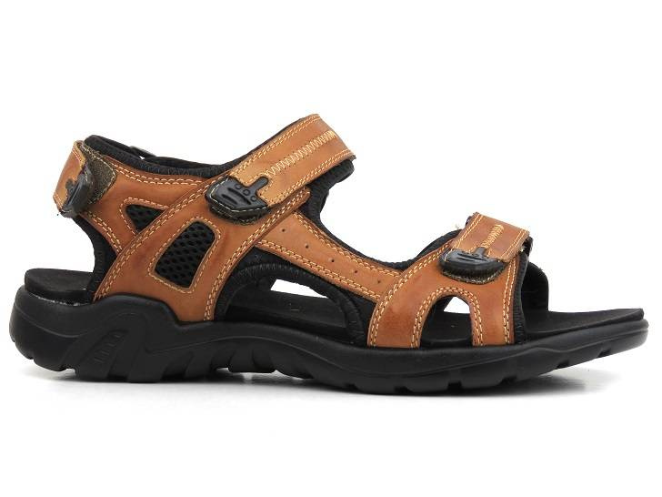 Sandały męskie na rzepy - AMERICAN CLUB CY 54/22, brązowe