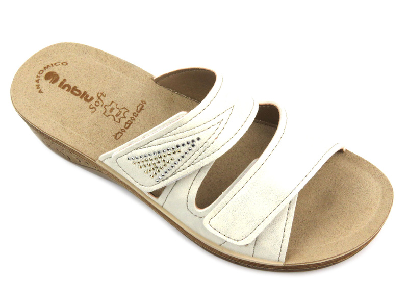 Klapki damskie na koturnie - INBLU PV-04, białe