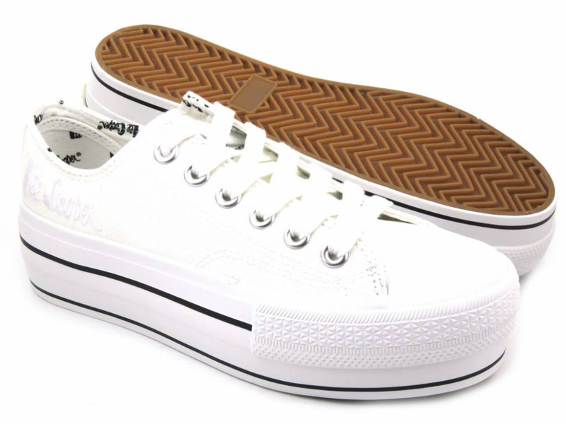 Trampki damskie, creepersy LEE COOPER LCW-22-31-0842L, białe