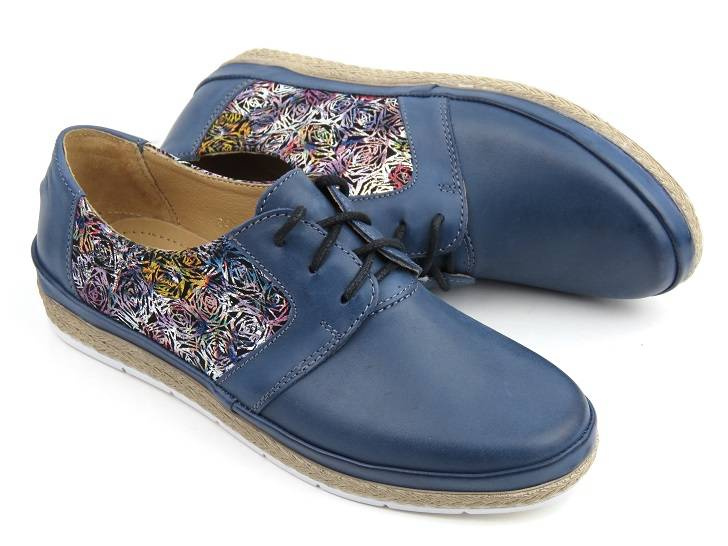 Półbuty damskie na wiosnę i lato - Helios Komfort 397, granatowe