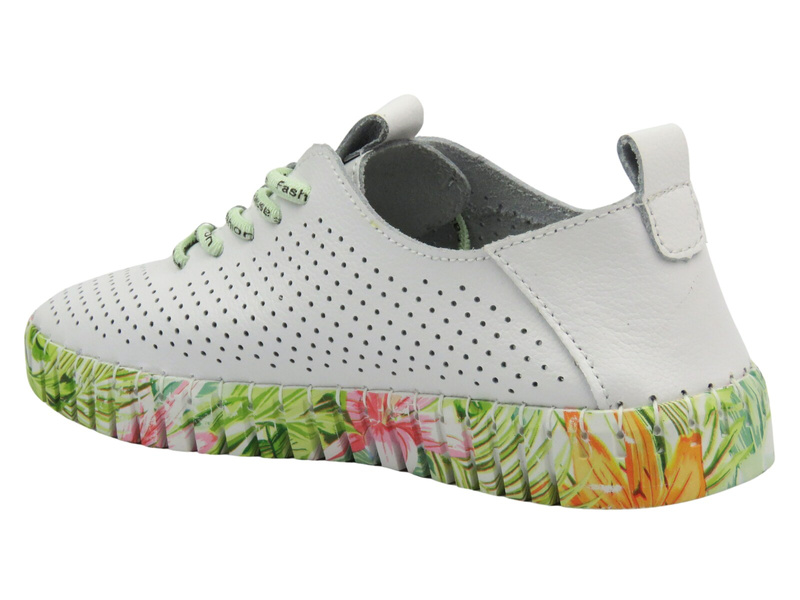 Skórzane półbuty damskie - Nika Komfort H-609, białe