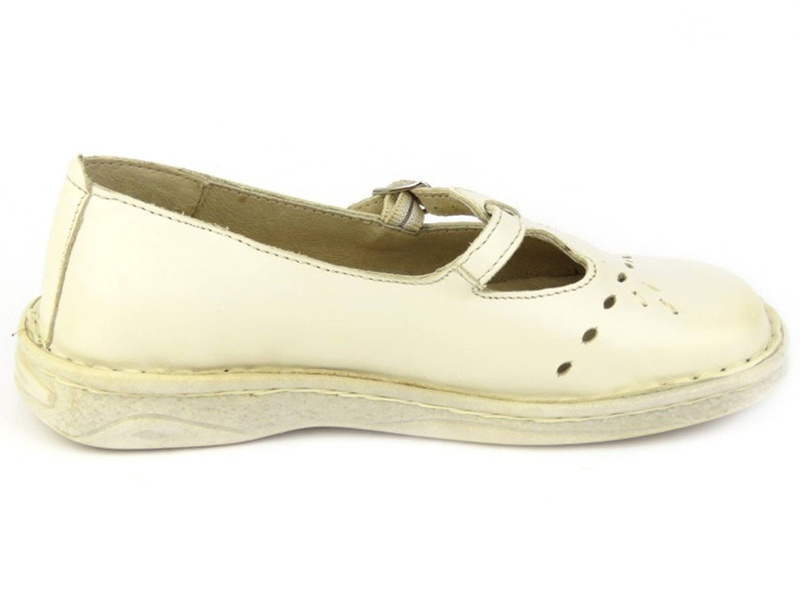 Skórzane półbuty dla dziewczynki - Helios 429, kremowe
