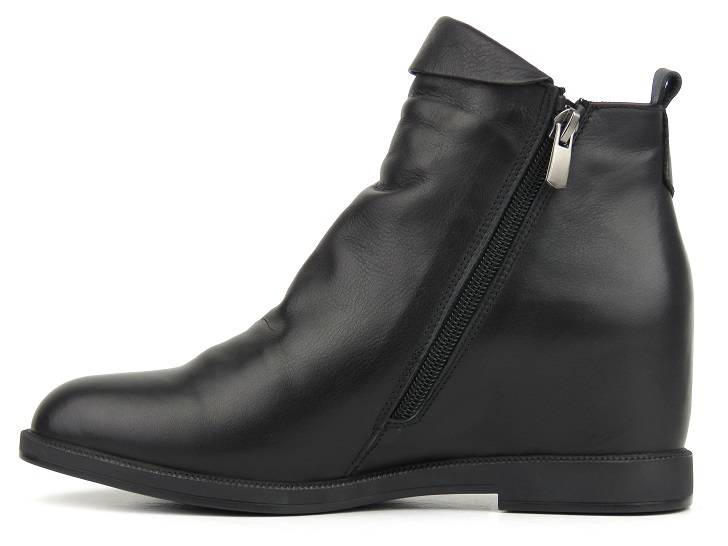 Skórzane botki damskie na koturnie - Venezia 3534 R001, czarne