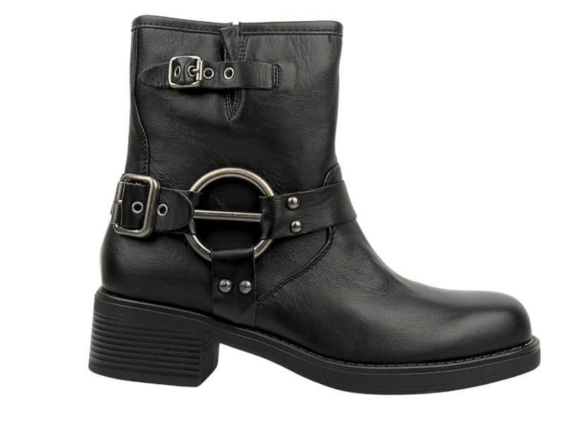 Botki Damskie Skórzane Venezia W014LEBLOBB008 Czarne Wsuwane