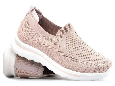 Materiałowe buty damskie sportowe - NEWS 22TX02-4815, różowe