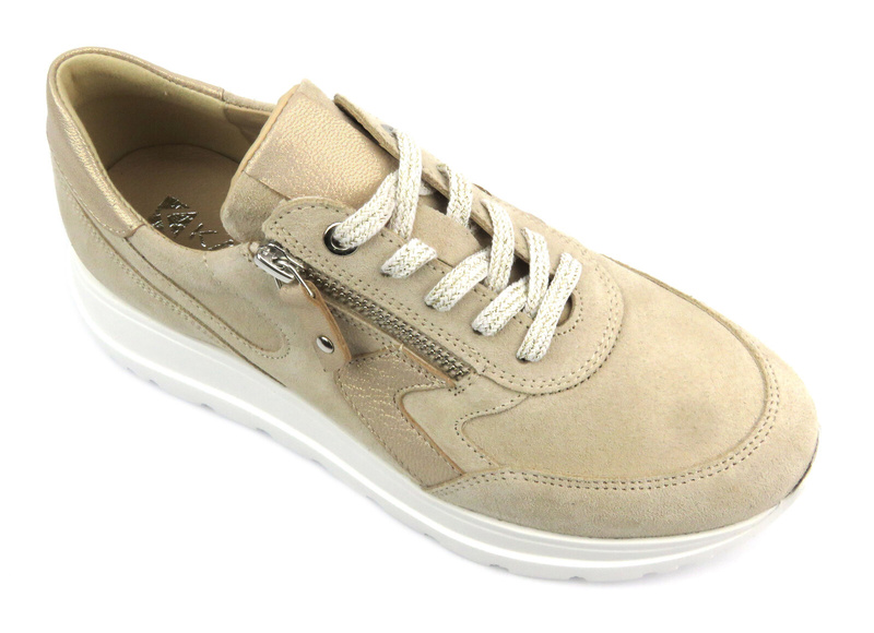 Sneakersy damskie na platformie - KAMPA N819, beżowe