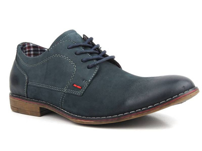 Skórzane półbuty męskie - AMERICAN CLUB CY01/21, granatowe