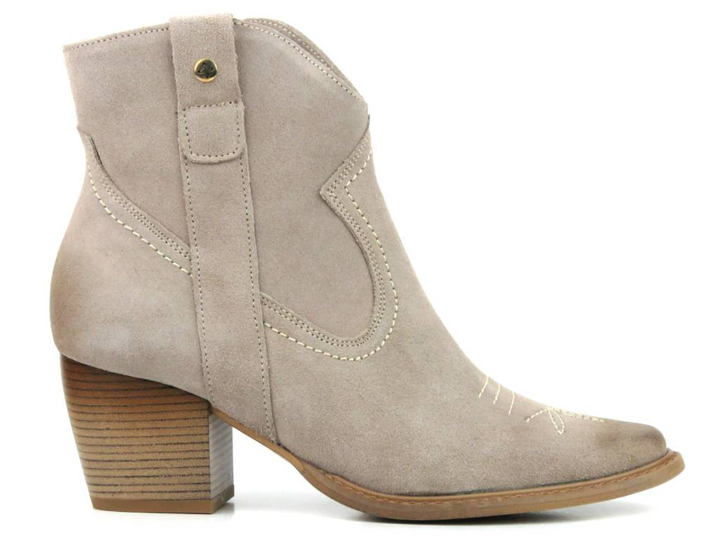 Wiosenne botki, kowbojki damskie zamszowe - MACIEJKA 05776-04, beżowe