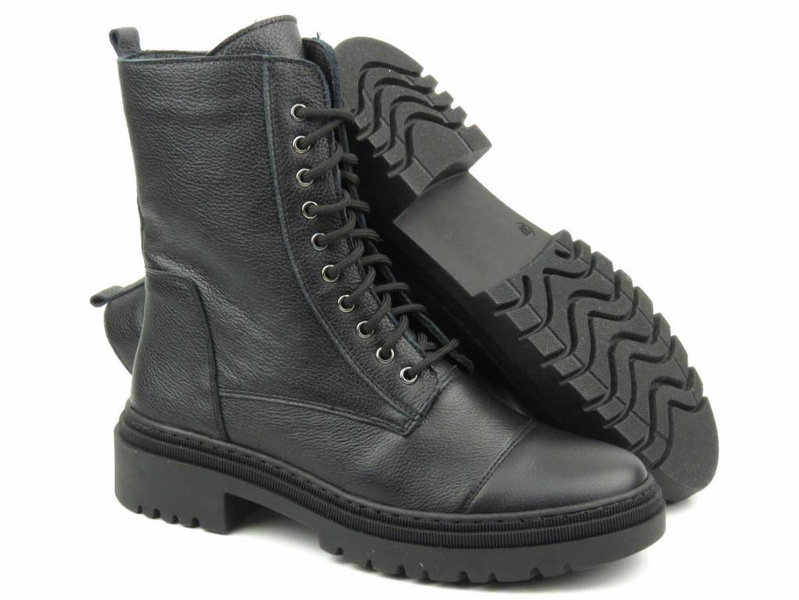 Ciepłe trzewiki, wysokie botki damskie - Wasak 0640, czarne