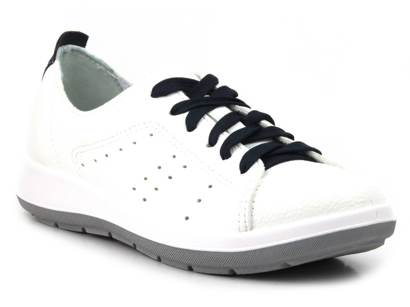 Wygodne półbuty damskie na wiosnę i lato - Inblu WG-26, białe z granatem