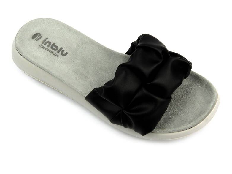 Klapki damskie ze zdobioną cholewką - INBLU TT-22, czarne