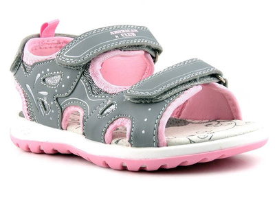 Sandały dziecięce ze skórzaną wkładką - AMERICAN CLUB RL 37/21, szare