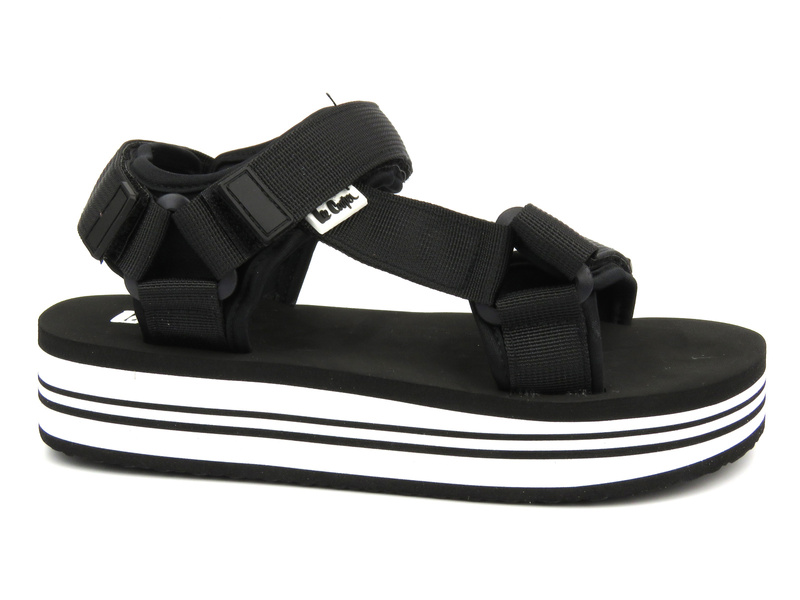 Sportowe sandały damskie na platformie- Lee Cooper LCW-24-05-2753L, czarno-białe