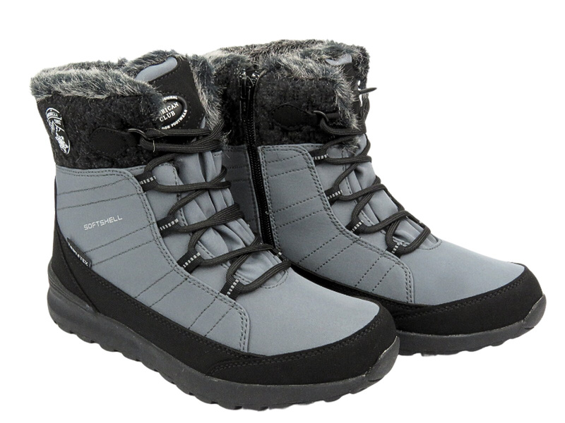 Wysokie śniegowce damskie - AMERICAN CLUB SN 43/24, szare