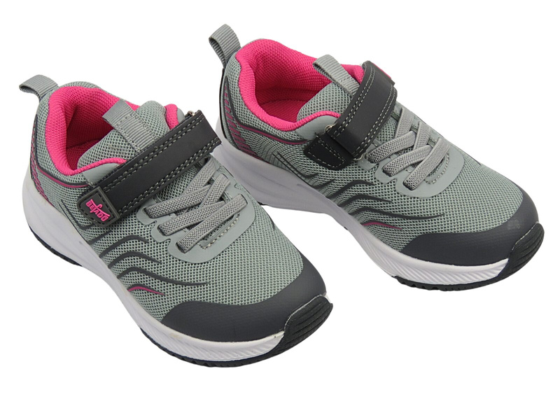 Buty Dziecięce Sportowe- Befado 516X208 Szaro-Różowe Na Rzep