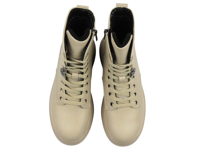 Skórzane botki damskie beżowe Cambell 25-19350